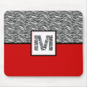 Zwart-witzebra Afdrukmonogram | Rood Muismat (Voorkant)