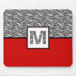 Zwart-witzebra Afdrukmonogram | Rood Muismat