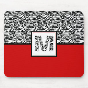 Zwart-witzebra Afdrukmonogram   Rood Muismat