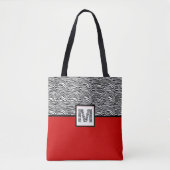 Zwart-witzebra Afdrukmonogram | Rood Tote Bag (Voorkant)