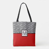 Zwart-witzebra Afdrukmonogram | Rood Tote Bag (Achterkant)