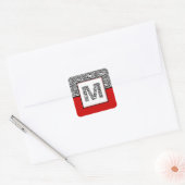 Zwart-witzebra Afdrukmonogram | Rood Vierkante Sticker (Envelop)