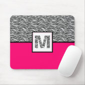 Zwart-witzebra Afdrukmonogram | Roze warme roze Muismat (Met muis)