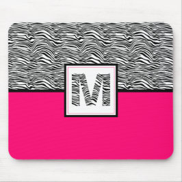 Zwart-witzebra Afdrukmonogram | Roze warme roze Muismat