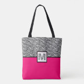 Zwart-witzebra Afdrukmonogram | Roze warme roze Tote Bag (Achterkant)