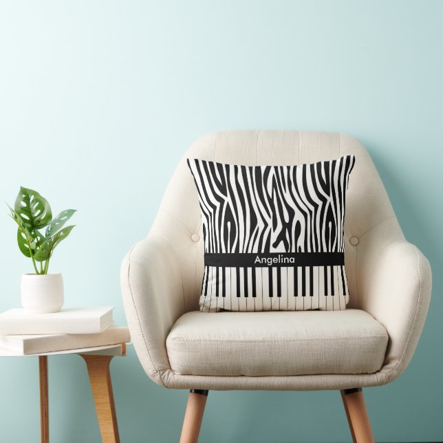 Zwart-witzebra en piano-collectie kussen (Stoel)