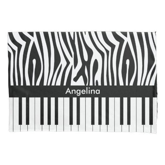Zwart-witzebra en piano-collectie kussensloop (Voorkant)