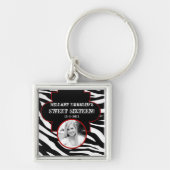 Zwart-witZebra Print Animal Patter Sleutelhanger (Voorkant)