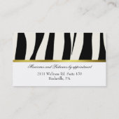 Zwart-witzebra Visitekaartje afdrukken (Achterkant)