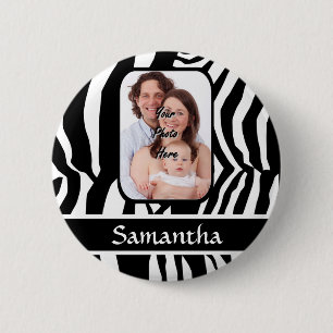 Zwart-witzebraafdrukken Ronde Button 5,7 Cm