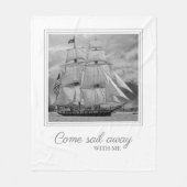 Zwart-witzeilschip Schooner Sail weg Fleece Deken (Voorkant)
