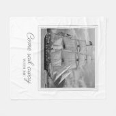 Zwart-witzeilschip Schooner Sail weg Fleece Deken (Voorkant (Horizontaal))