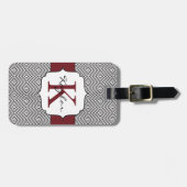 Zwart-witzwammen Marsala Monogram Bagagelabel (Voorkant horizontaal)