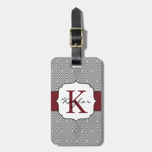 Zwart-witzwammen Marsala Monogram Bagagelabel (Voorkant verticaal)