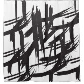 Zwart-witzwart-chromatische Abstracte moderne Douchegordijn (Voorkant)