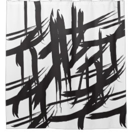 Zwart-witzwart-chromatische Abstracte moderne Douchegordijn