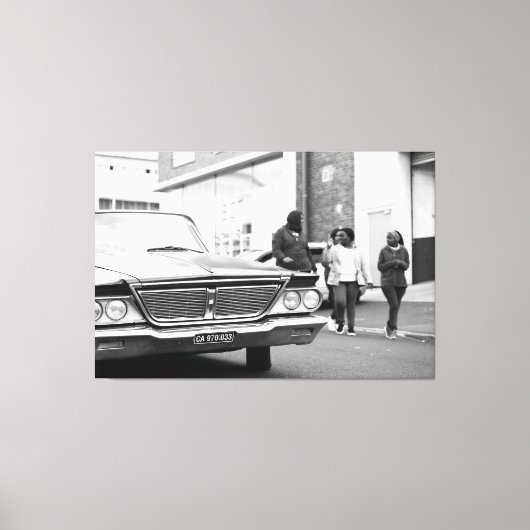 Zwart-witzwart-wit oude auto's canvas afdruk (Voorkant)