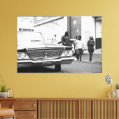 Zwart-witzwart-wit oude auto's canvas afdruk (Insitu (Woonkamer))