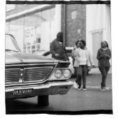 Zwart-witzwart-wit oude auto's douchegordijn (Voorkant)