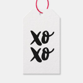 Zwart XO. Valentijnsdag. Knuffels en kussen Cadeaulabel