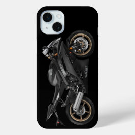 Zwart Yamaha Yzf -R6 motorfiets iPhone 15 Mini Hoesje