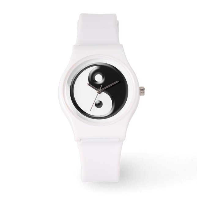 Zwart Yin Yang symbool Horloge (Voorkant)