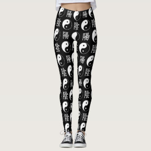 Zwart Yinyang Symbool Chinees Tekstpatroon Leggings