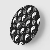 Zwart Yinyang Symbool Chinees Tekstpatroon Ronde Klok (Hoek)