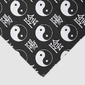 Zwart Yinyang Symbool Chinees Tekstpatroon Tissuepapier (Detail)