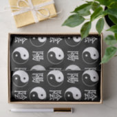 Zwart Yinyang Symbool Chinees Tekstpatroon Tissuepapier (Geschenk)