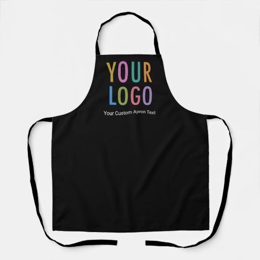 Zwart zakelijk apron met logo op maat schort (Voorkant)