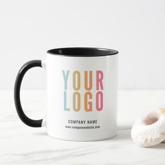 Zwart Zakelijk Logo Aangepaste Promotie Mok (Met donut)