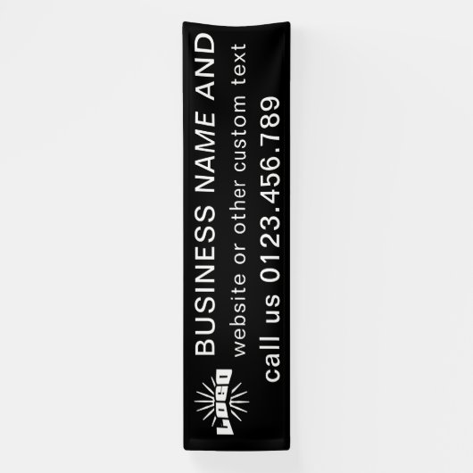 Zwart Zakelijk logo Bedrijf buiten 10' lang Vinyl Spandoek (Verticaal)