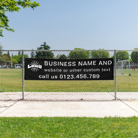 Zwart Zakelijk logo Bedrijf buiten 10' lang Vinyl Spandoek (Insitu)