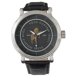 Zwart zakelijk logo Bedrijfslogo op maat Badge Horloge