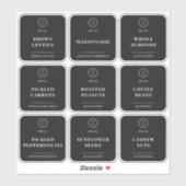 Zwart Zakelijk Logo Keuken Pantry Voedsel Opslag Sticker (Vel)
