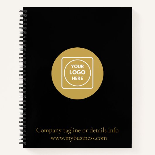 Zwart zakelijk logo merk notebook notitieboek (Voorkant)