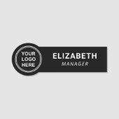 Zwart zakelijk logo naamplaatje (Voorkant)