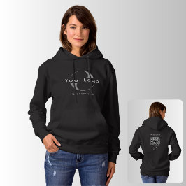Zwart Zakelijk logo QR code Bedrijfmerk Vrouwen Hoodie