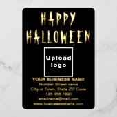Zwart Zakelijk Merk op Halloween Folie Feestdagenkaart (Voorkant)