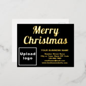 Zwart Zakelijk Merk op Kerstmis Folie Feestdagen Briefkaart (Voorkant / Achterkant)