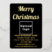 Zwart Zakelijk Merk op Kerstmis Folie Feestdagenkaart (Voorkant)