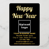 Zwart Zakelijk Merk op Nieuwjaar Folie Vakantie Ka Folie Feestdagenkaart (Voorkant)