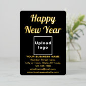 Zwart Zakelijk Merk op Nieuwjaar Folie Vakantie Ka Folie Feestdagenkaart (Staand Voorkant)