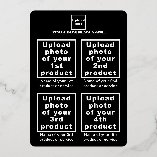 Zwart Zakelijk Merk op Nieuwjaar Folie Vakantie Ka Folie Feestdagenkaart (Achterkant)