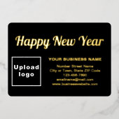 Zwart Zakelijk Merk op Nieuwjaar Rechthoek Folie Feestdagenkaart (Voorkant)