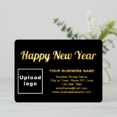 Zwart Zakelijk Merk op Nieuwjaar Rechthoek Folie Feestdagenkaart (Staand Voorkant)