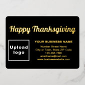 Zwart Zakelijk Merk op Thanksgiving Rechthoek Folie Feestdagenkaart (Voorkant)