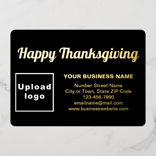 Zwart Zakelijk Merk op Thanksgiving Rechthoek Folie Feestdagenkaart (Voorkant)