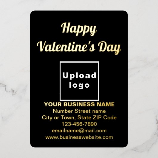 Zwart Zakelijk Merk op Valentijn Folie Feestdagenkaart (Voorkant)
